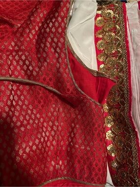 Red White soft silk saree. Bangali saree with blouse! Durga pooja, indian outfit